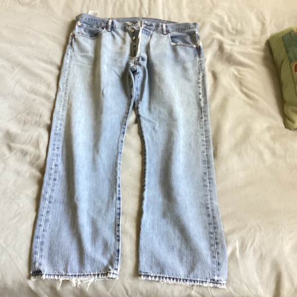 Levi's Other - Men’s Levi 501’s. Very distressed. Patches under the frayed areas. Size 38-30